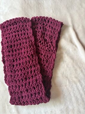 Hand-Crocheted Chunky Maroon Scarf